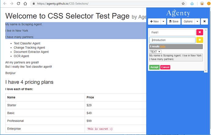 web scraping using class selector
