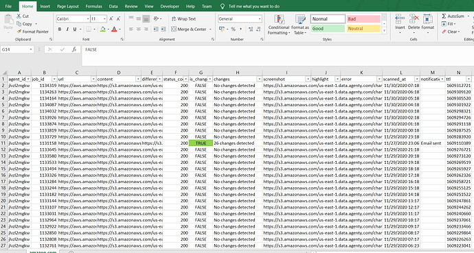 Download web monitoring report in CSV excel