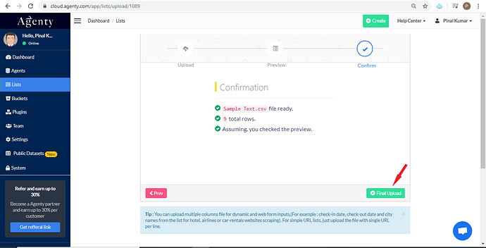 confirm machine translation upload