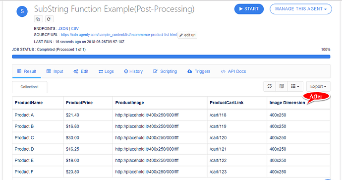 substring after result