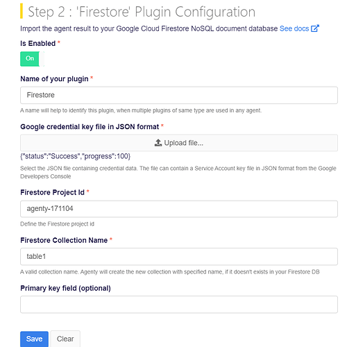 Firestore plugin configuration