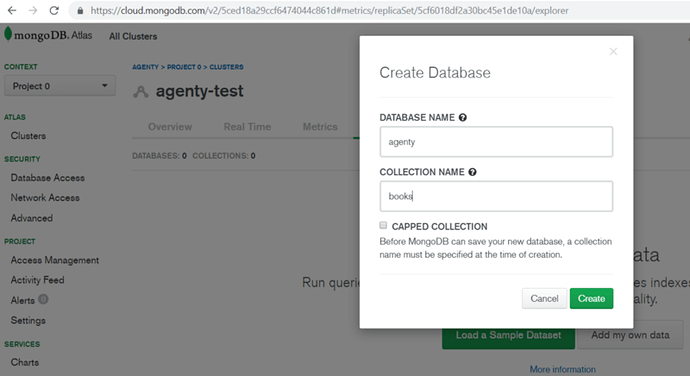 Create collection in MongoDb