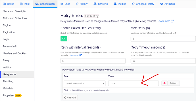 web scraping fail retry rules