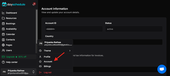Delete your DaySchedule account