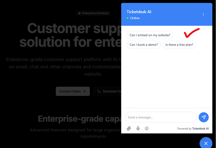 Example Suggestions in Chatbot