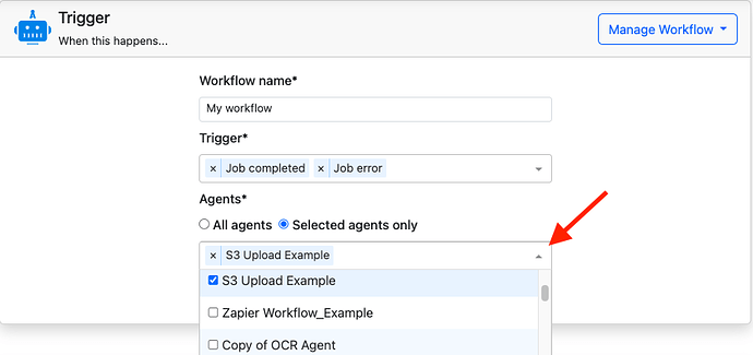 Select Agenty's agent in workflow