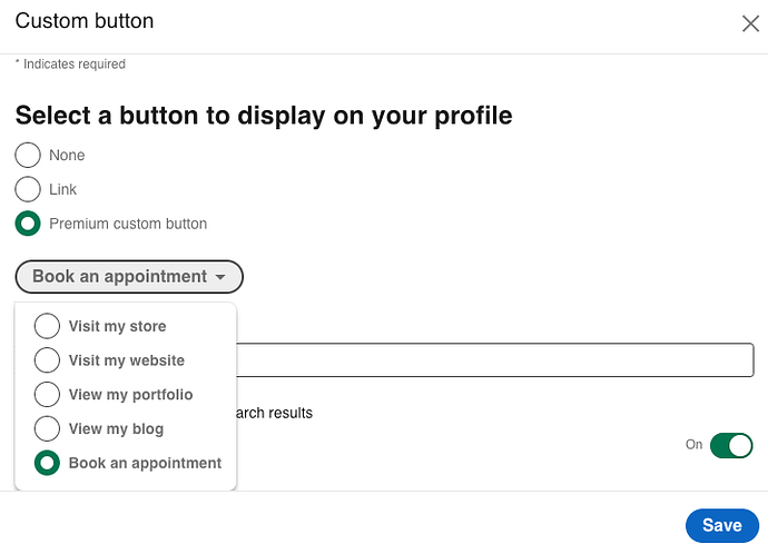 Custom button options