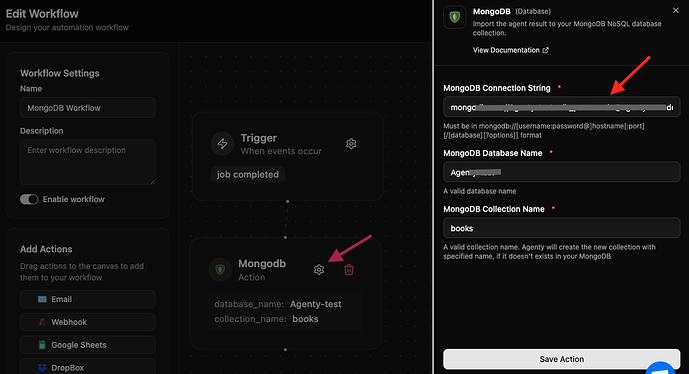 Configure MongoDB workflow in Agenty