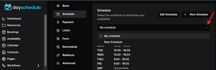 Select  as schedule