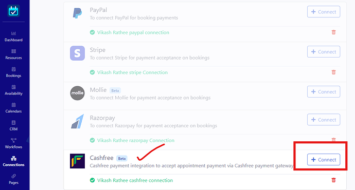 Connect with Cashfree Payments