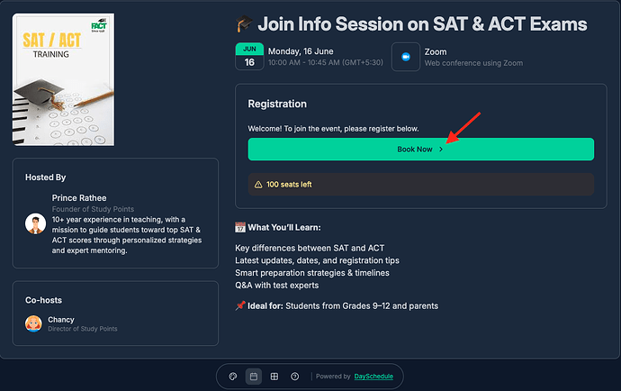 Webinar landing page