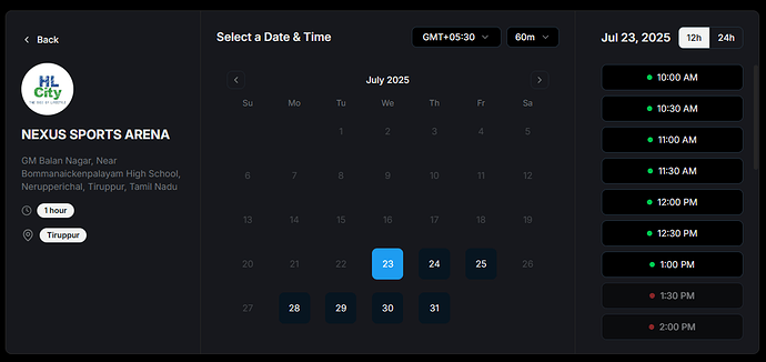 Turf booking system