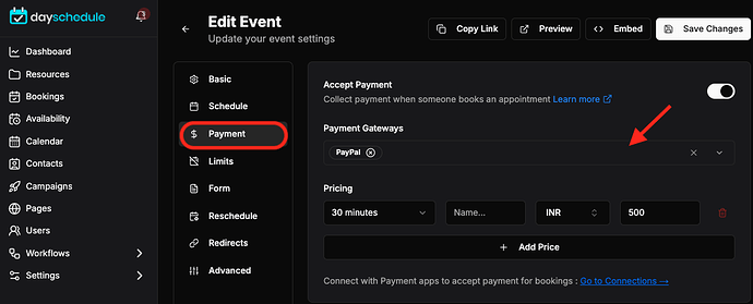 Appointment booking pricing options