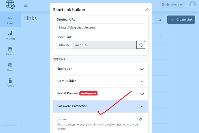 create password protected short links