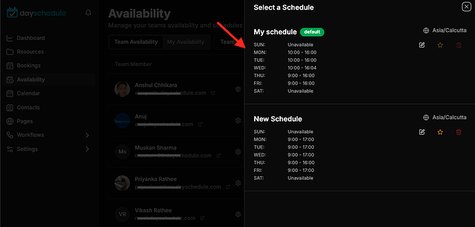 Change calendar availability