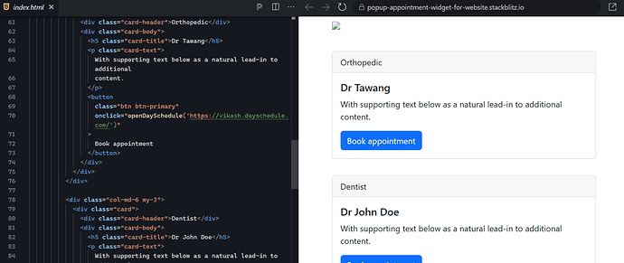 Appointment picker widget in HTML