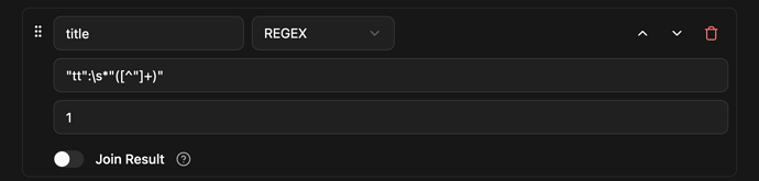 using regex to extract field title from JSON