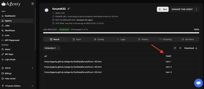 Extract data from drop-down