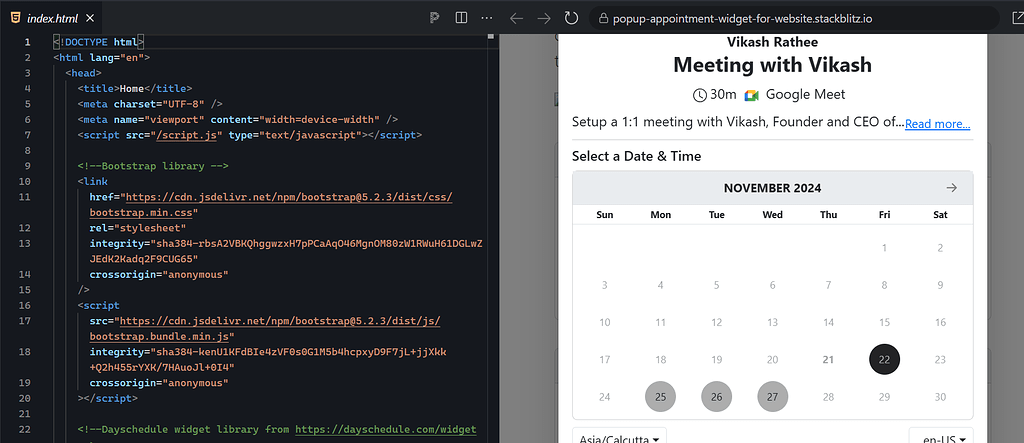 How to add an appointment booking widget in HTML and JavaScript ...