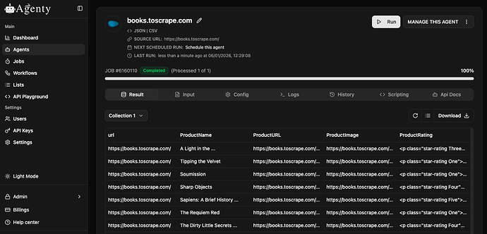 Run your web scraping agent