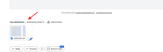 Email attachment result