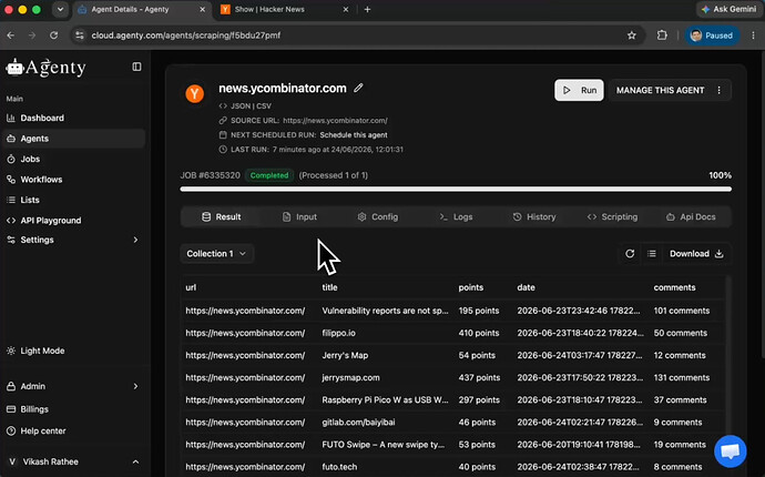 Agenty web scraping agent