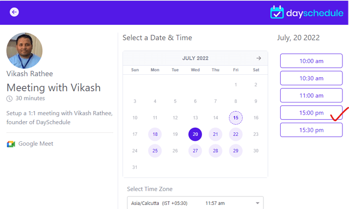 24 hour clock on appointment scheduler