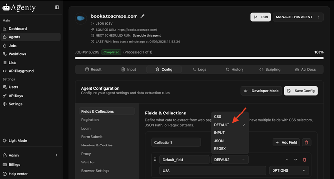 Add custom field in web scraping agent