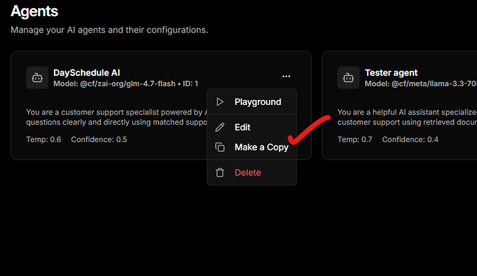 Make a copy of Agents