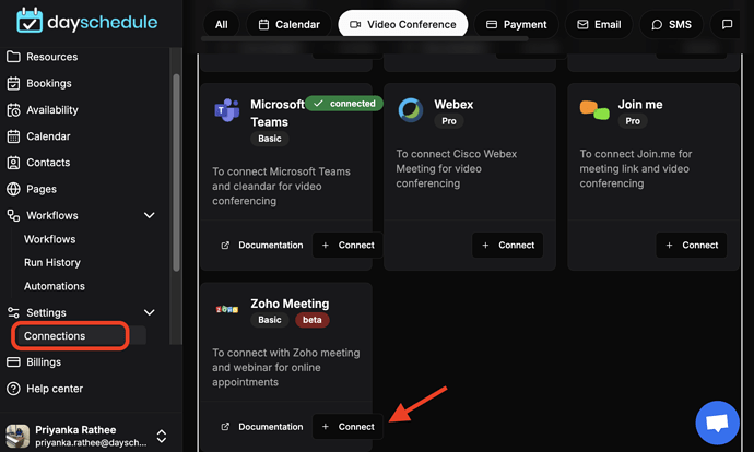 Connect with Zoho Meeting