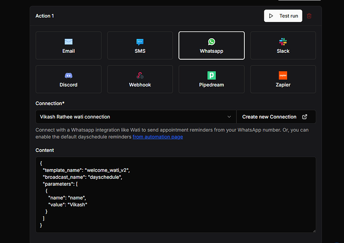 Setup WhatsApp Reminder using Wati