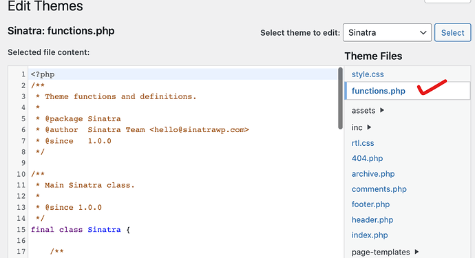 Edit functions.php
