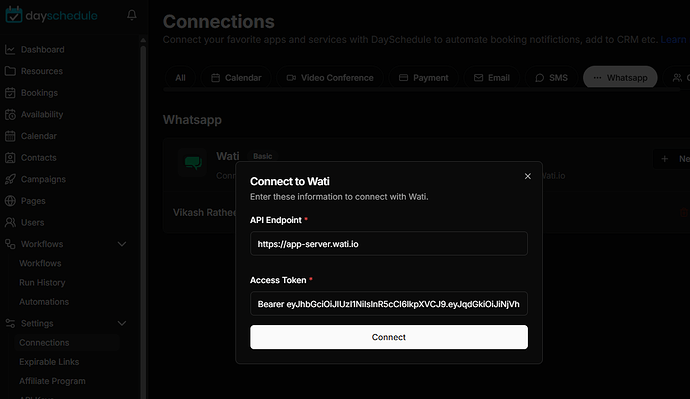 Connect Wati with DaySchedule