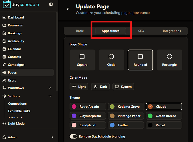 Change theme