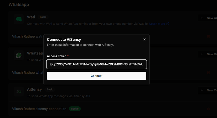 AiSensy API key connect