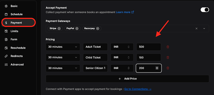 Event booking tickets