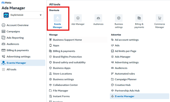 Meta Events Manager