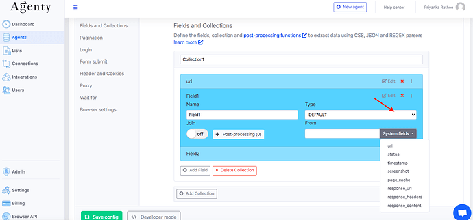 add default field in web scraping agent