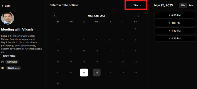 Remove time zone dropdown from booking pages