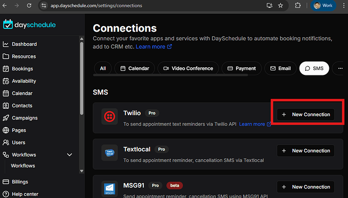 Twilio SMS integration