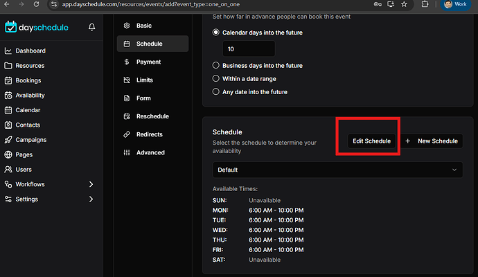 Define operating hours
