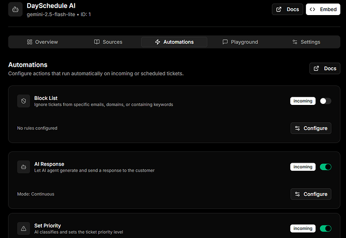 Automations Tab