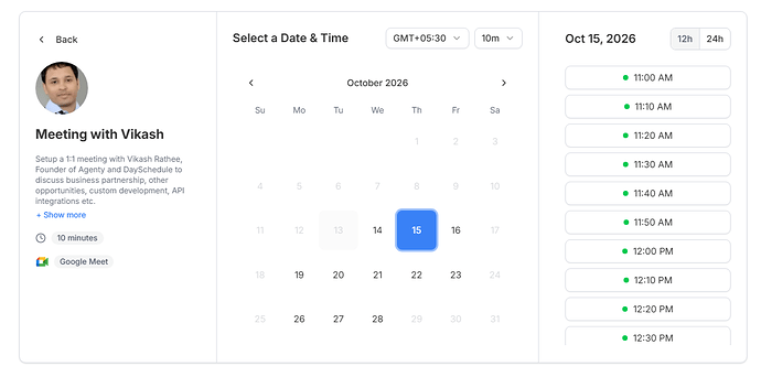 Modern Minimal theme on a DaySchedule booking page