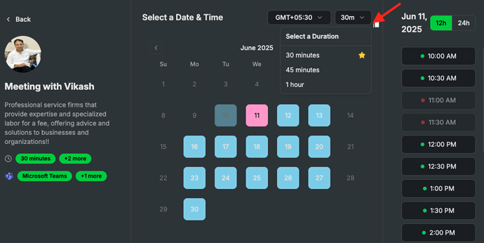 Add custom duration on appointment page