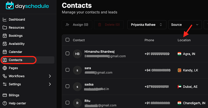 Location detection for appointment booking