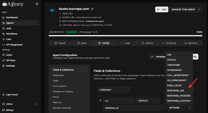 Current url in web scraping output