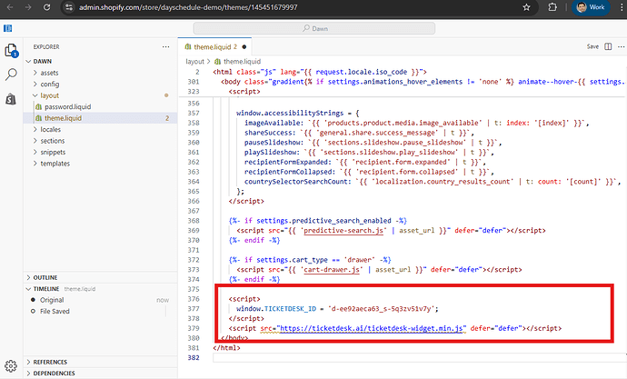 Embed chatbot to Shopify theme