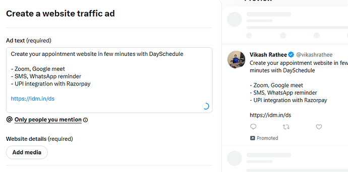 Use the Shortened URL in Your Twitter/X Ad