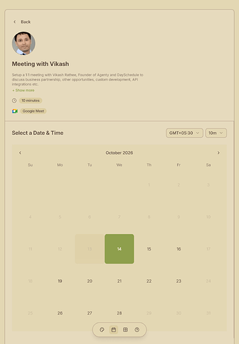 Kodama Grove theme on a DaySchedule booking page on a tablet