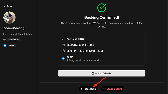 Reschedule zoom meeting
